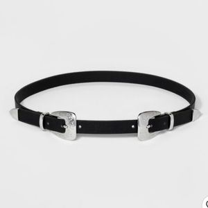 Wild Fable Western Silver Double Buckle Belt